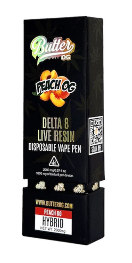 Butter OG Delta 8 Live Resin Disposable Vape 2G - Peach OG (Indica)