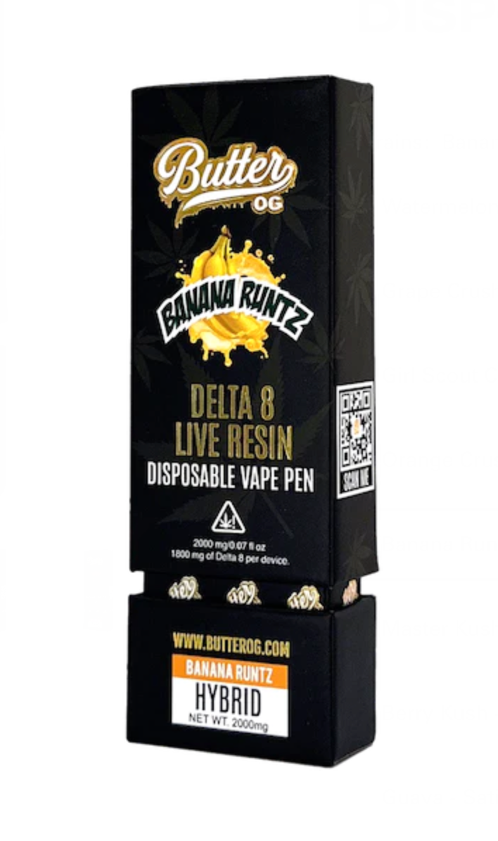 Butter OG Delta 8 Live Resin Disposable Vape 2G - Banana Runtz (Hybrid)